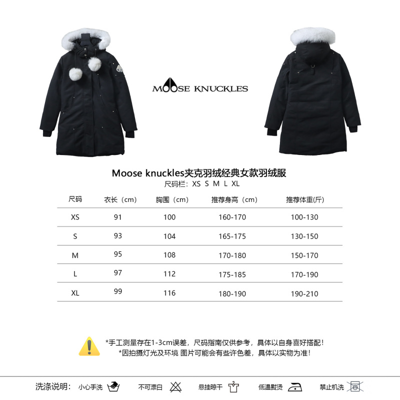 EM Sneakers Moose knuckles Women's Stirling Parka Zip-Up White Fur Jacket Black