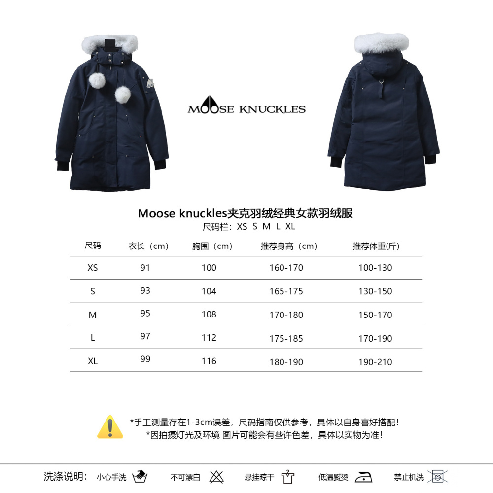 EM Sneakers Moose knuckles Women's Stirling Parka Zip-Up White Fur Jacket Navy