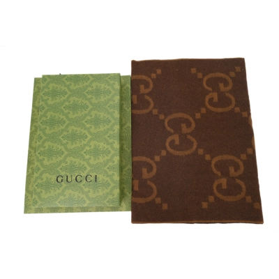 EM Sneakers Gucci GG Cashmere Jacquard Scarf Big G Brown 01