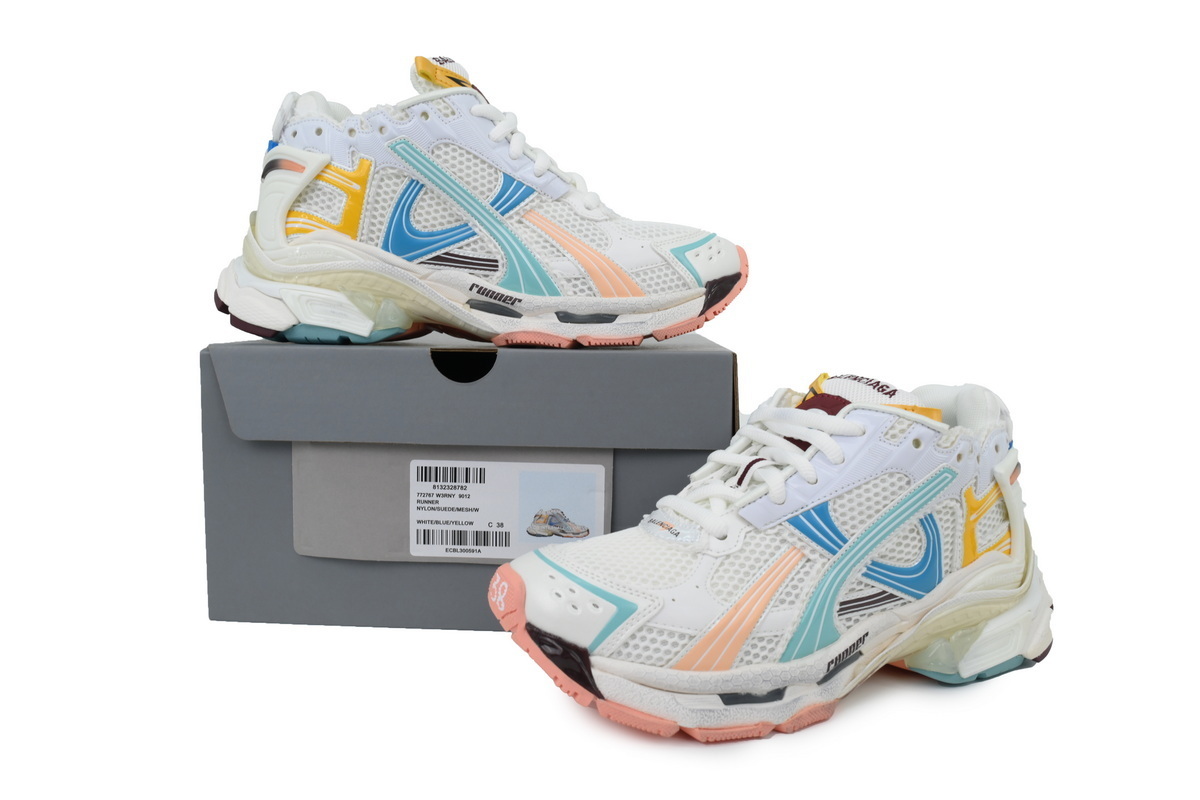 EM Sneakers Balenciaga Runner White Yellow Blue