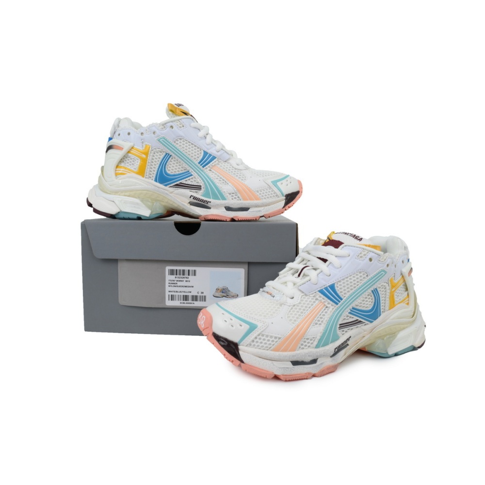EM Sneakers Balenciaga Runner White Yellow Blue