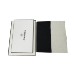 EM Sneakers Chanel Fringed Scarf with White and Black Colorblock Logo