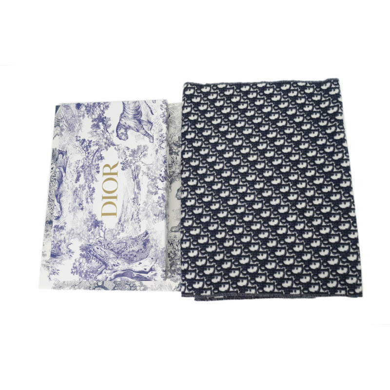 EM Sneakers Dior Cashmere Oblique Fringed Scarf Blue