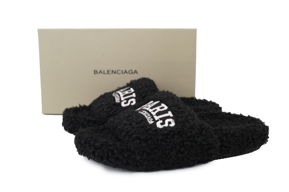 EM Sneakers Balenciaga Furry Slide Black and White Label