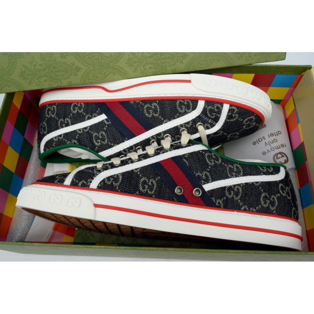 EM Sneakers Gucci Tennis 1977 GG Logo Navy Red Monogram Web