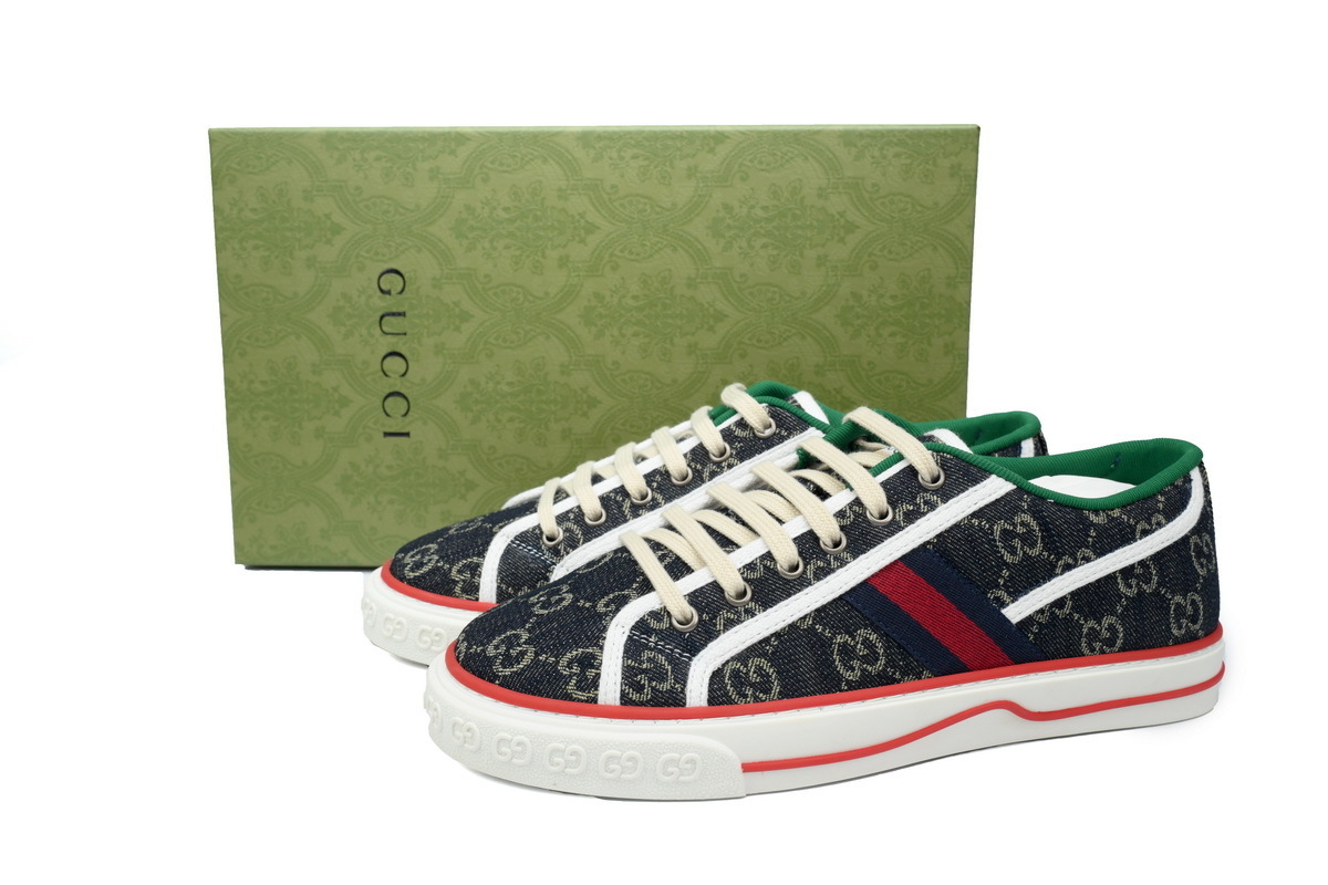 EM Sneakers Gucci Tennis 1977 GG Logo Navy Red Monogram Web