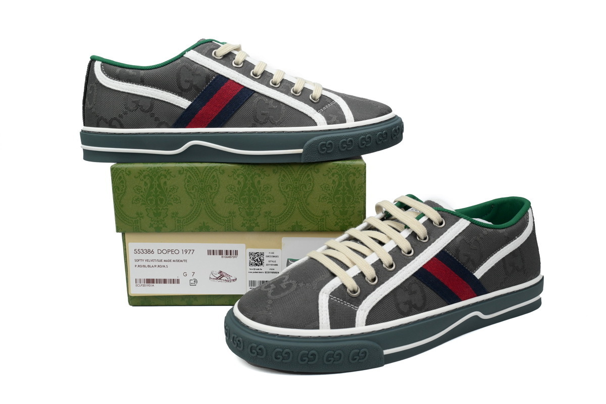 EM Sneakers Gucci Tennis 1977 Off The Grid Low ECONYL Dark Grey GG Blue Red White