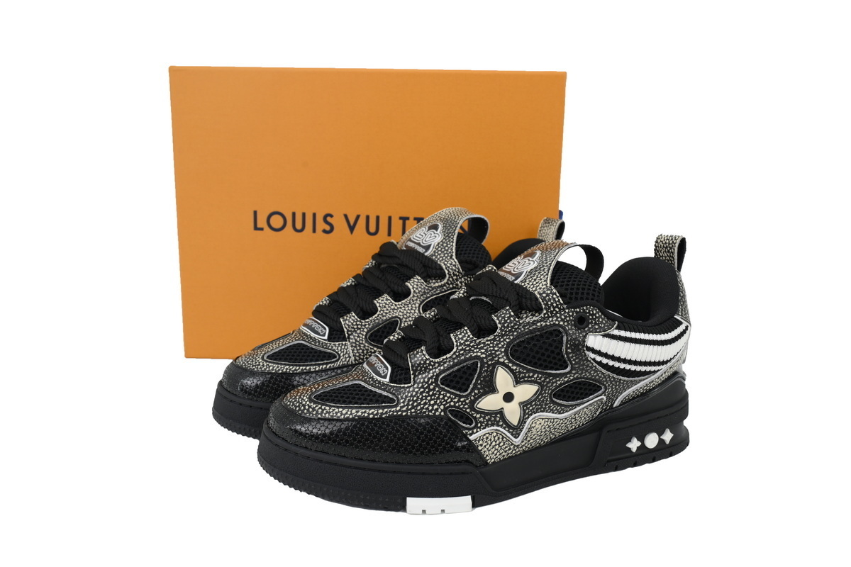 EM Sneakers Louis Vuitton LV Skate Sneaker New Black Woolen Fabric