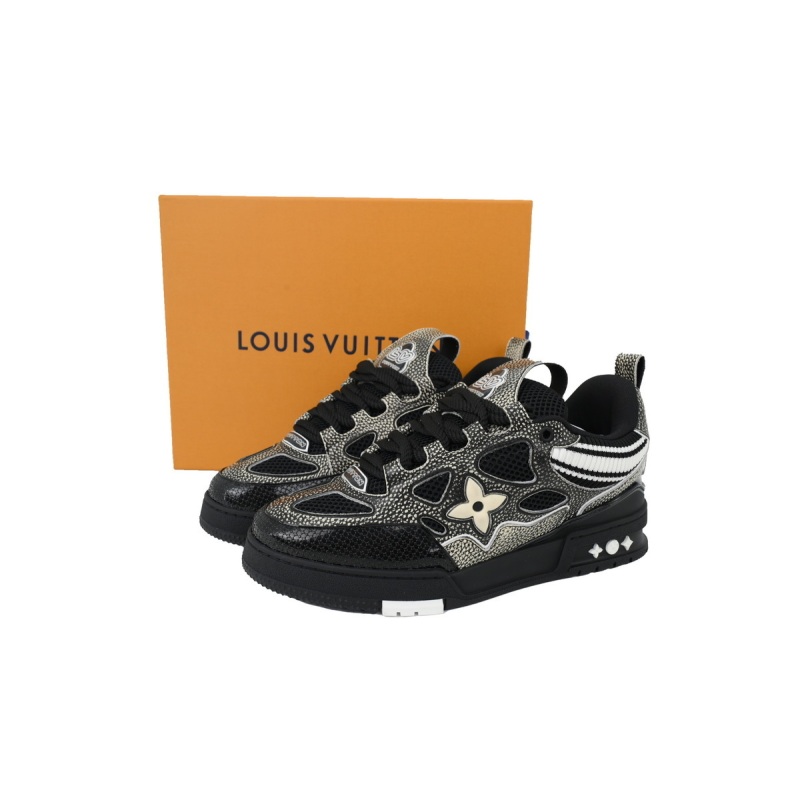 EM Sneakers Louis Vuitton LV Skate Sneaker New Black Woolen Fabric