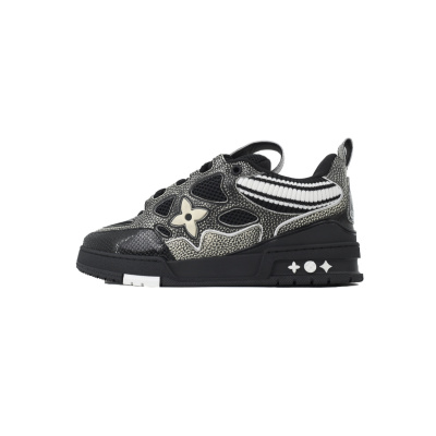 EM Sneakers Louis Vuitton LV Skate Sneaker New Black Woolen Fabric 01