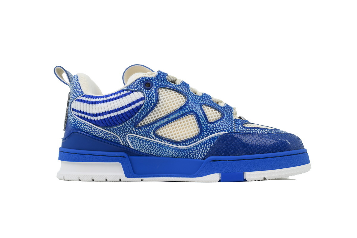 EM Sneakers Louis Vuitton LV Skate Sneaker New Blue Woolen Fabric