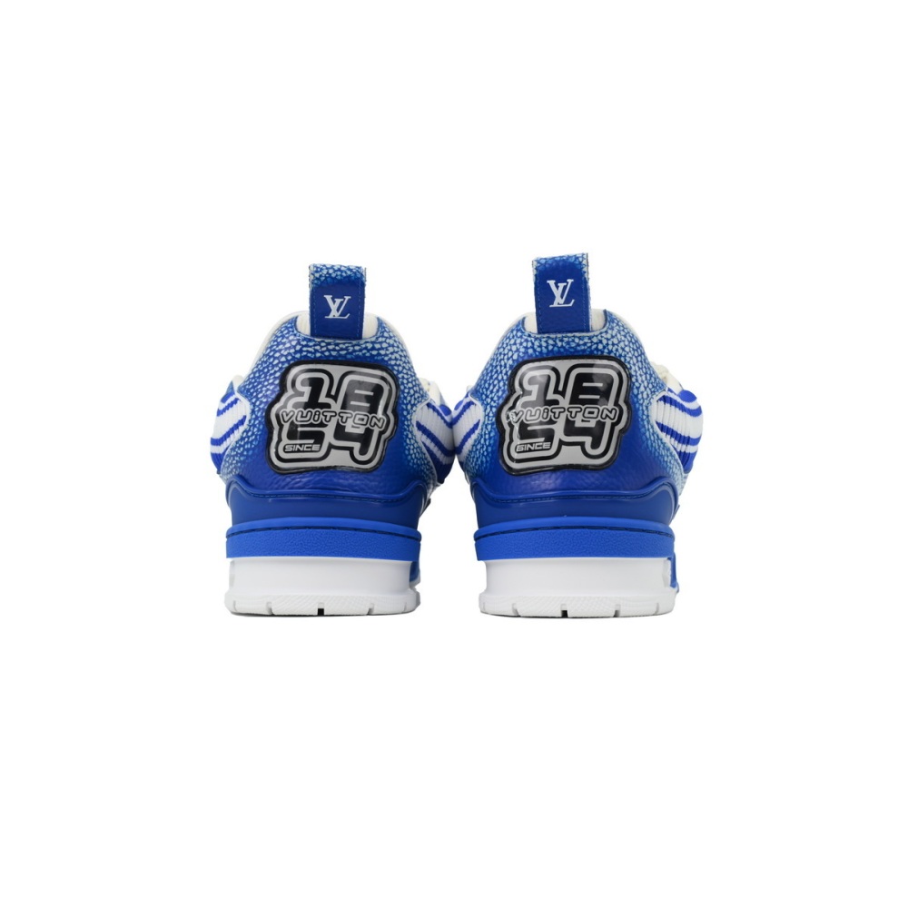 EM Sneakers Louis Vuitton LV Skate Sneaker New Blue Woolen Fabric
