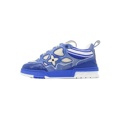 EM Sneakers Louis Vuitton LV Skate Sneaker New Blue Woolen Fabric 01