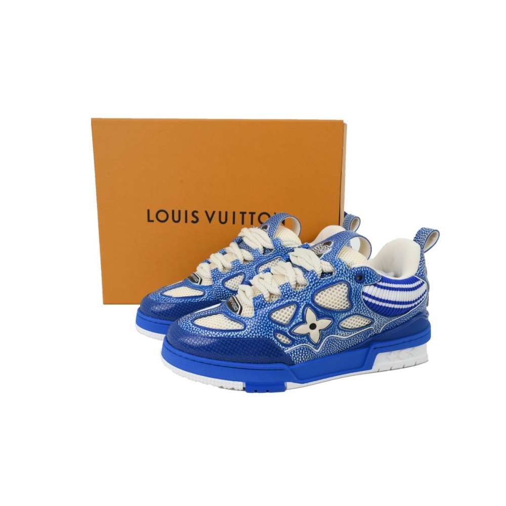 EM Sneakers Louis Vuitton LV Skate Sneaker New Blue Woolen Fabric