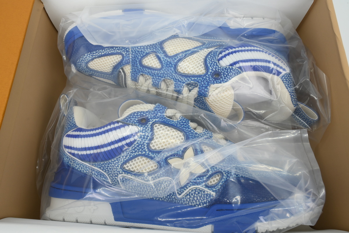 EM Sneakers Louis Vuitton LV Skate Sneaker New Blue Woolen Fabric