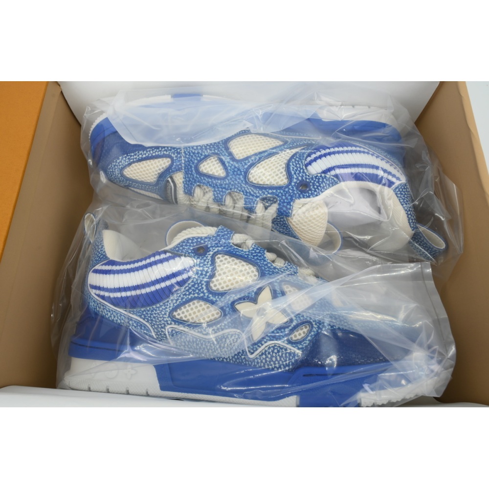 EM Sneakers Louis Vuitton LV Skate Sneaker New Blue Woolen Fabric