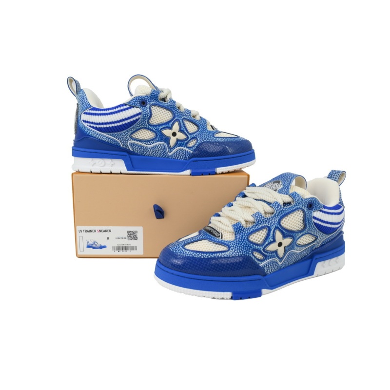 EM Sneakers Louis Vuitton LV Skate Sneaker New Blue Woolen Fabric