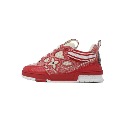 EM Sneakers Louis Vuitton LV Skate Sneaker New Red Woolen Fabric 01