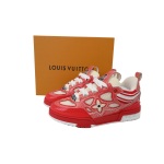 EM Sneakers Louis Vuitton LV Skate Sneaker New Red Woolen Fabric