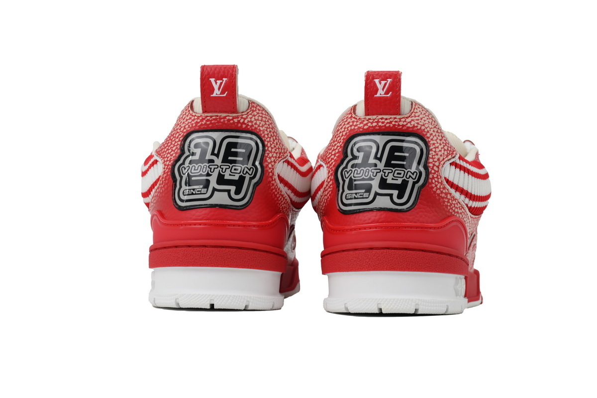 EM Sneakers Louis Vuitton LV Skate Sneaker New Red Woolen Fabric