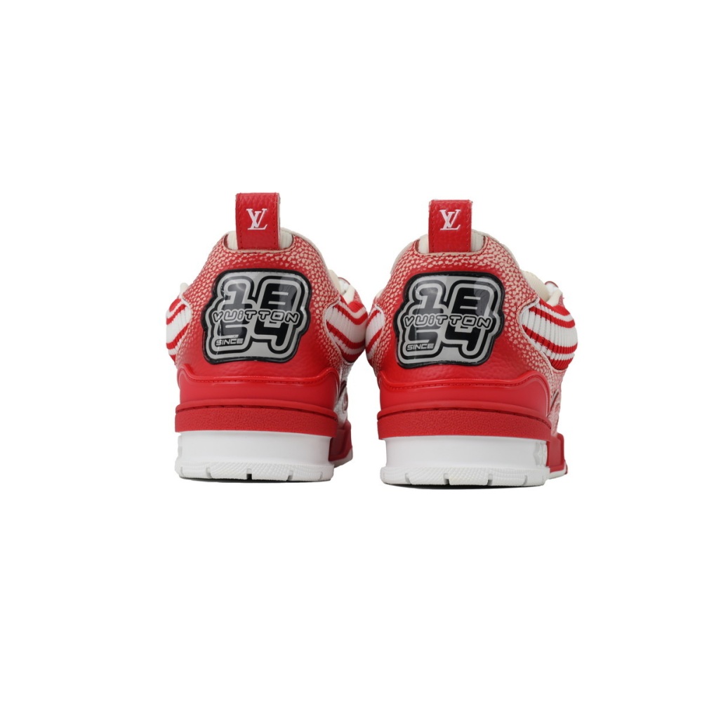 EM Sneakers Louis Vuitton LV Skate Sneaker New Red Woolen Fabric