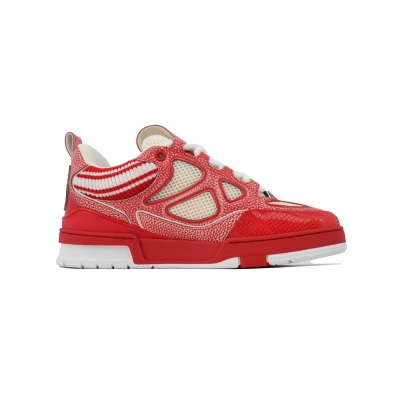 EM Sneakers Louis Vuitton LV Skate Sneaker New Red Woolen Fabric 02