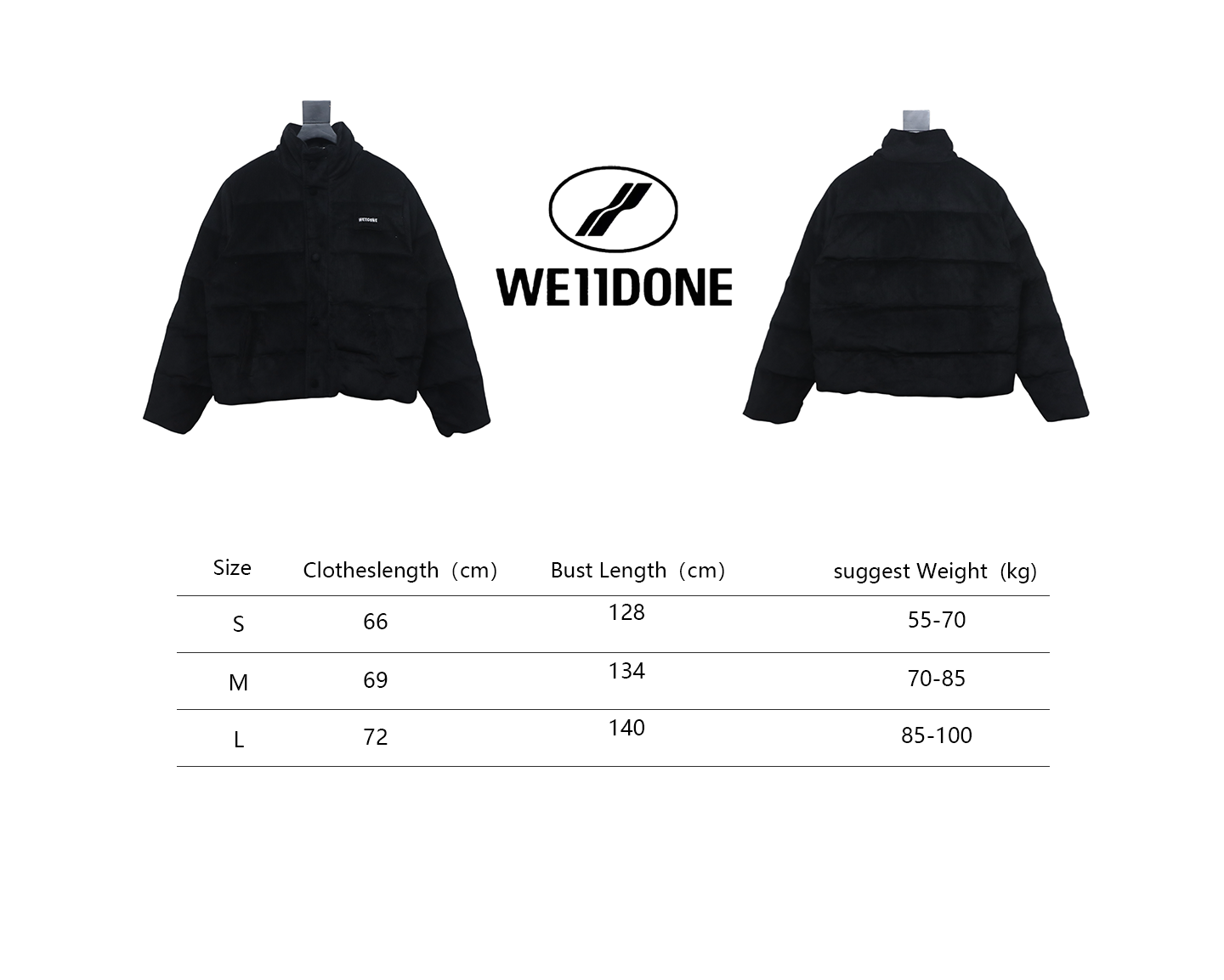 EM Sneakers WE11DONE 24FW Corduroy Down Jacket Black