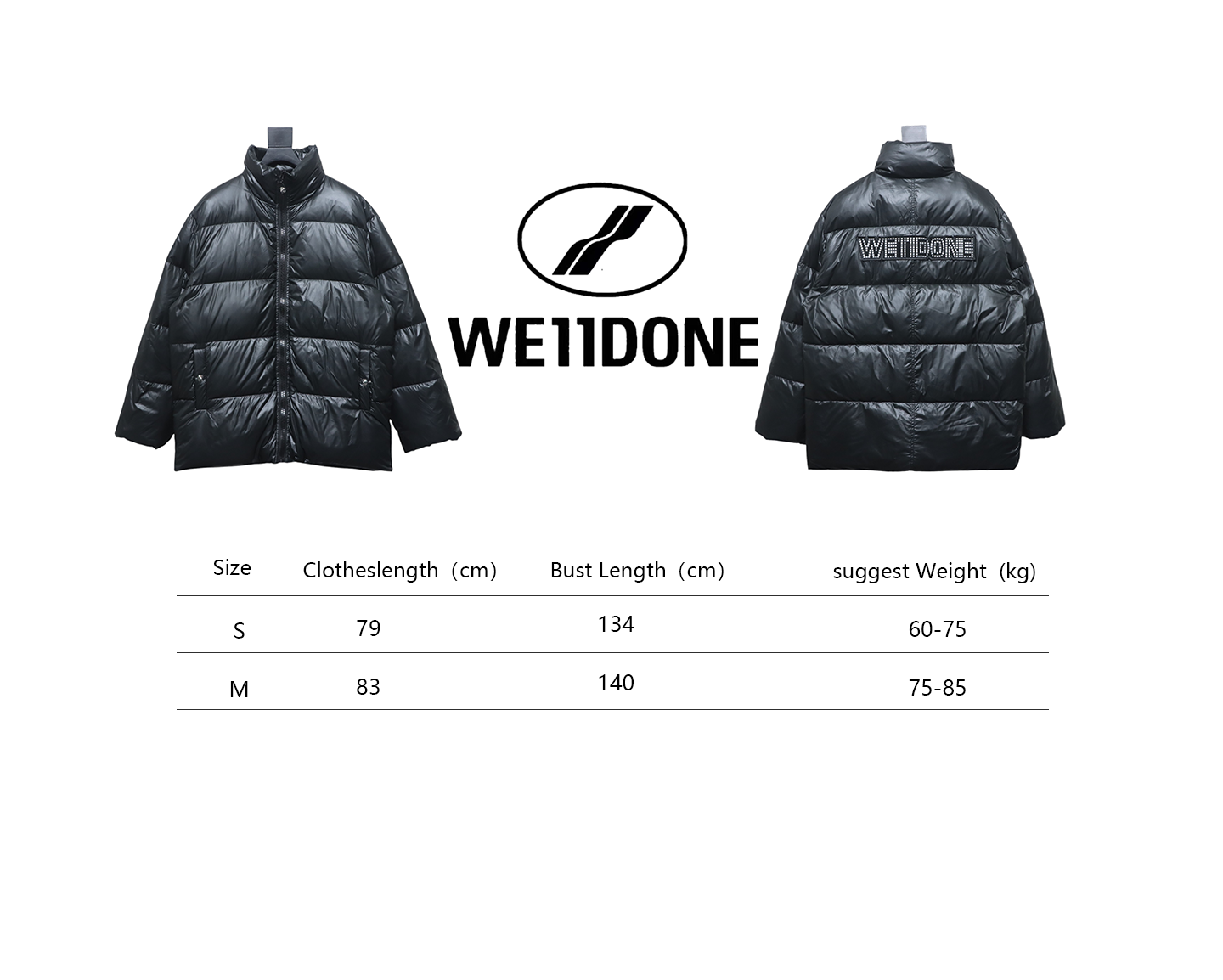 EM Sneakers WE11DONE 24Fw Rivet Long Down Jacket Black