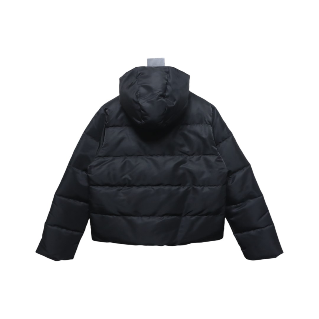 EM Sneakers WE11DONE Logo Hooded Down Jacket Black