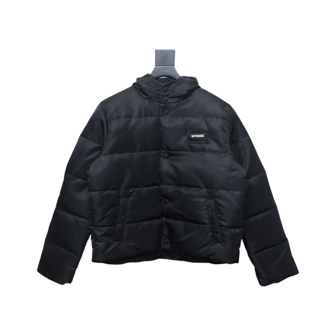 EM Sneakers WE11DONE Logo Hooded Down Jacket Black