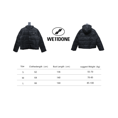 EM Sneakers WE11DONE Logo Hooded Down Jacket Black 02