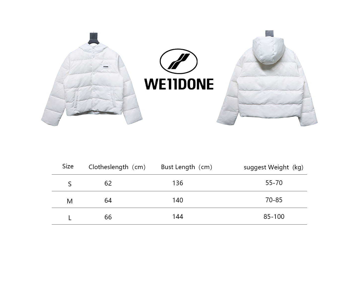 EM Sneakers WE11DONE Logo Hooded Down Jacket White