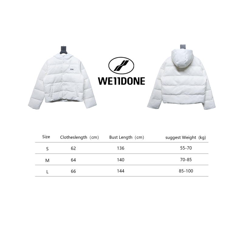EM Sneakers WE11DONE Logo Hooded Down Jacket White