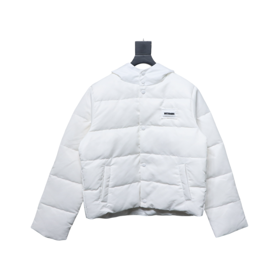 EM Sneakers WE11DONE Logo Hooded Down Jacket White