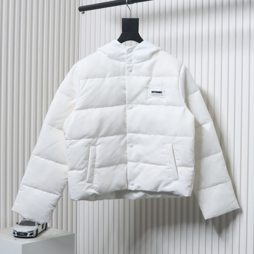 EM Sneakers WE11DONE Logo Hooded Down Jacket White