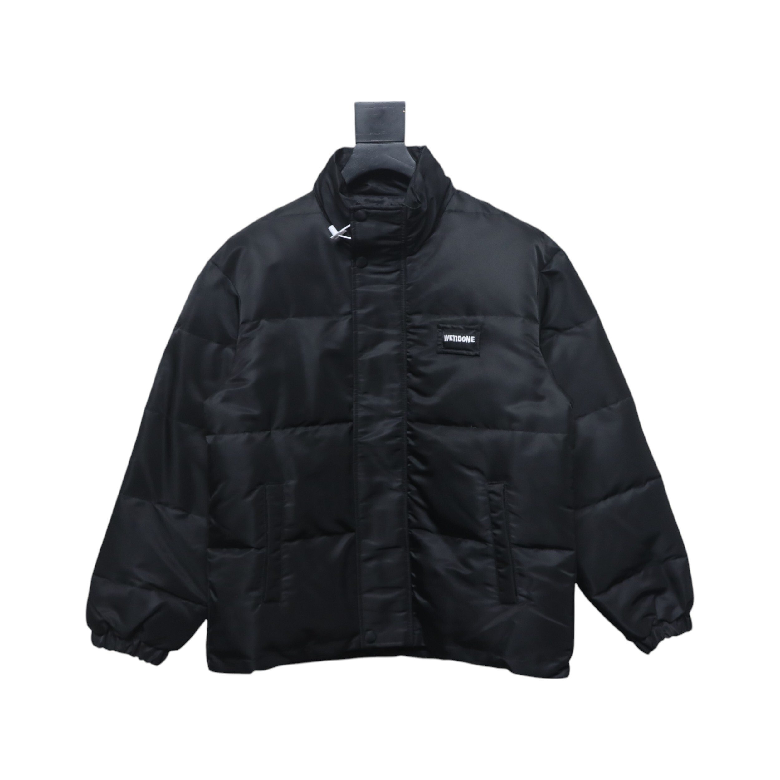 EM Sneakers WE11DONE Logo Stand Collar Down Jacket Black