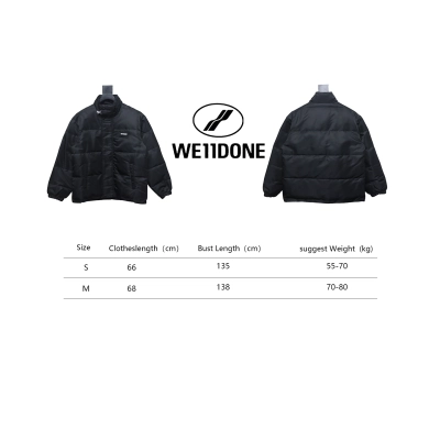 EM Sneakers WE11DONE Logo Stand Collar Down Jacket Black 02