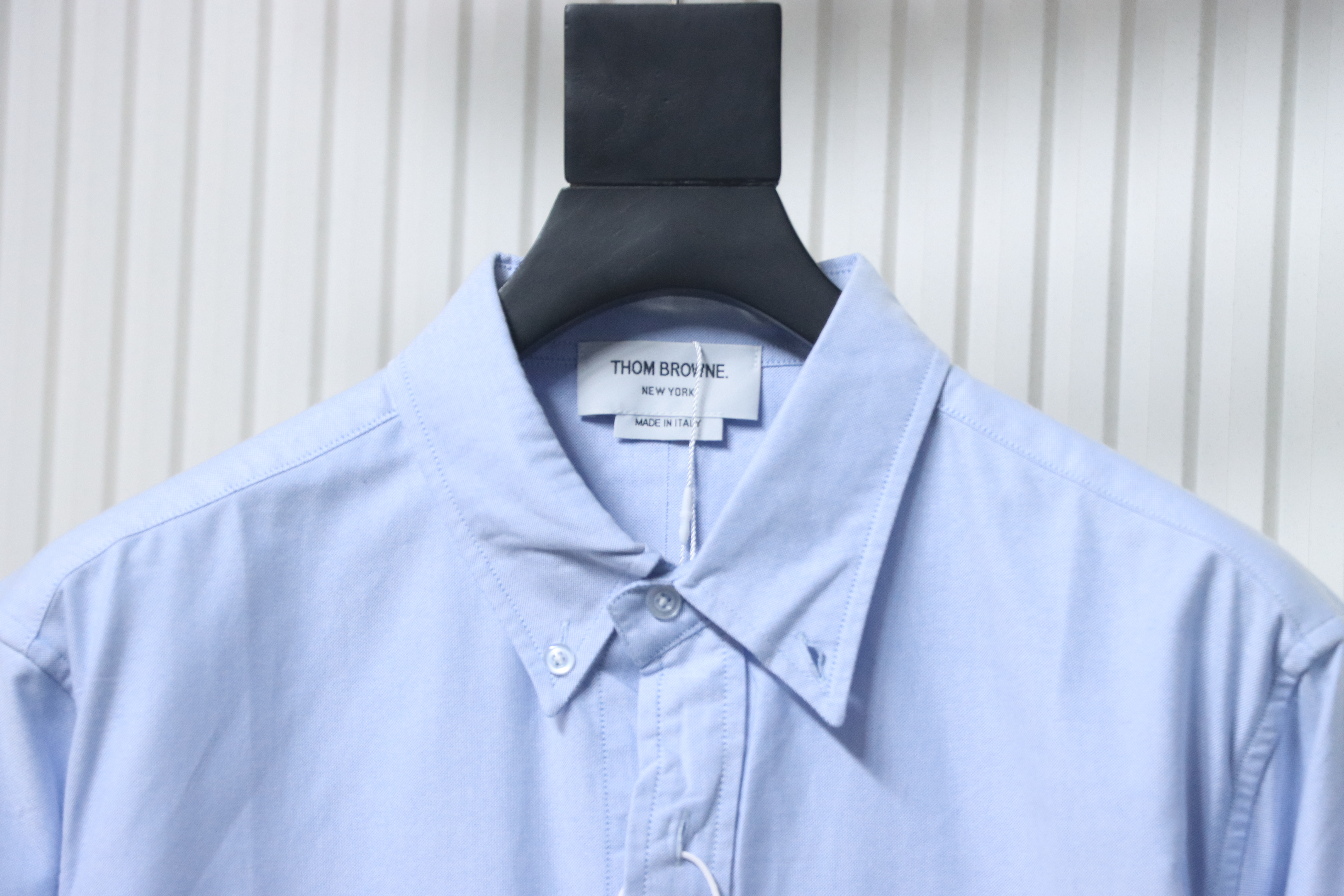 EM Sneakers Thom Browne Blue and White Patchwork Long Sleeve Shirt