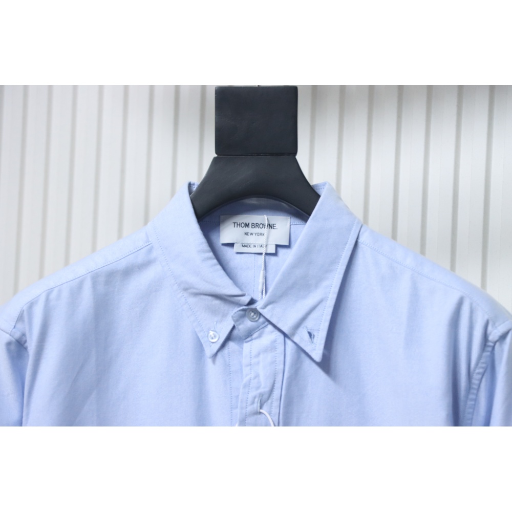 EM Sneakers Thom Browne Blue and White Patchwork Long Sleeve Shirt