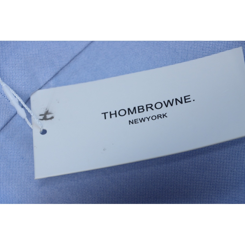 EM Sneakers Thom Browne Blue and White Patchwork Long Sleeve Shirt