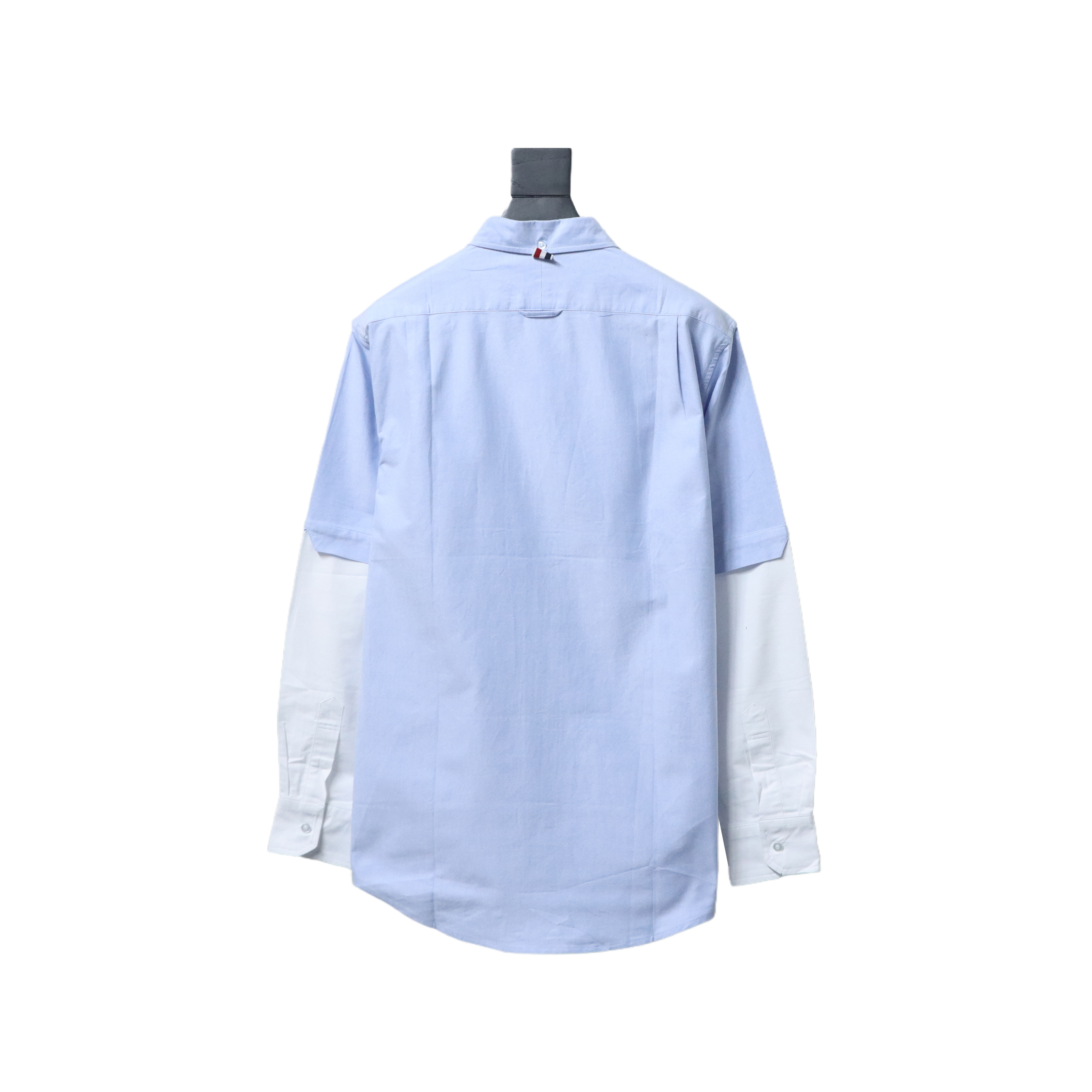 EM Sneakers Thom Browne Blue and White Patchwork Long Sleeve Shirt