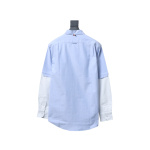 EM Sneakers Thom Browne Blue and White Patchwork Long Sleeve Shirt