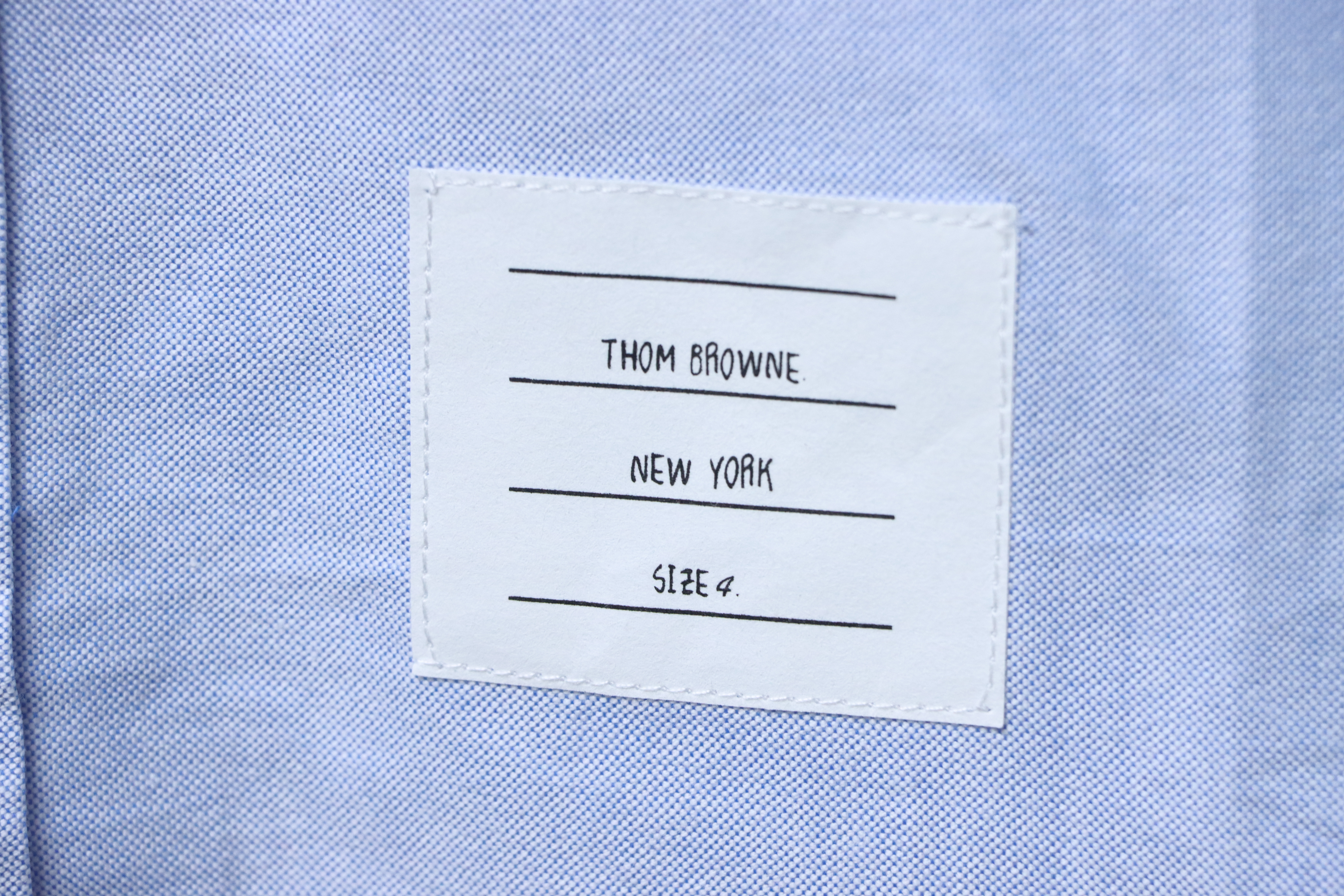 EM Sneakers Thom Browne Blue and White Patchwork Long Sleeve Shirt