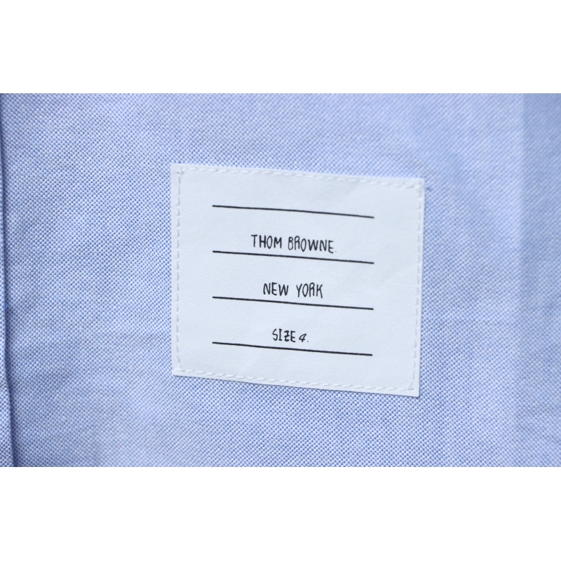 EM Sneakers Thom Browne Blue and White Patchwork Long Sleeve Shirt