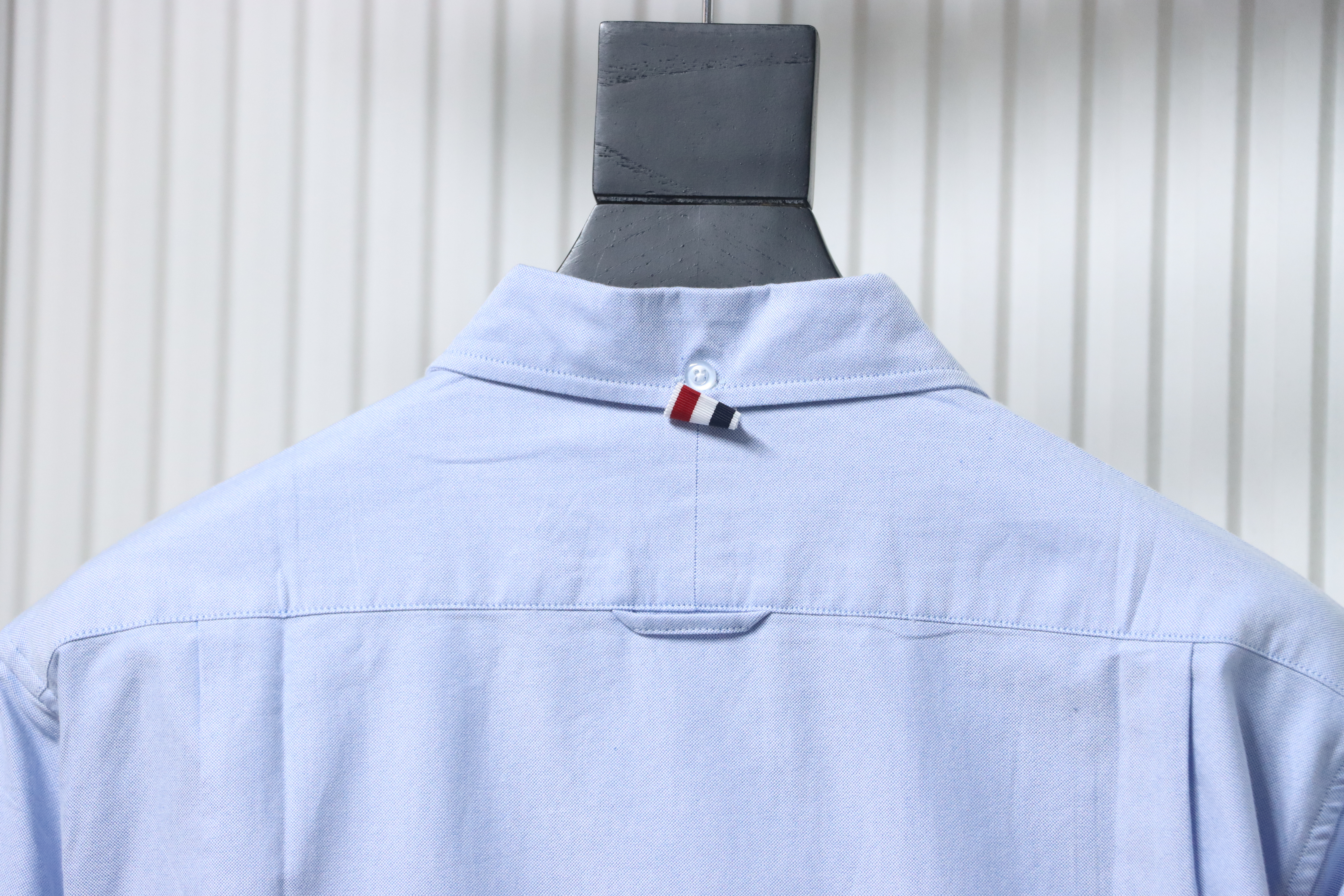 EM Sneakers Thom Browne Blue and White Patchwork Long Sleeve Shirt