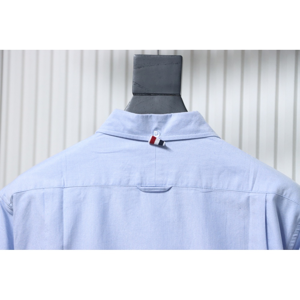 EM Sneakers Thom Browne Blue and White Patchwork Long Sleeve Shirt
