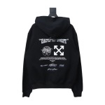 EM Sneakers Off-White Hoodie Black Embroidered Blue Lettering Print