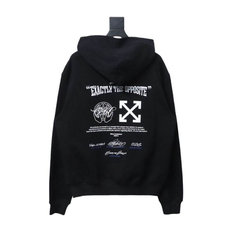 EM Sneakers Off-White Hoodie Black Embroidered Blue Lettering Print