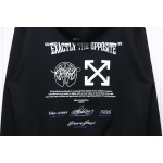 EM Sneakers Off-White Hoodie Black Embroidered Blue Lettering Print