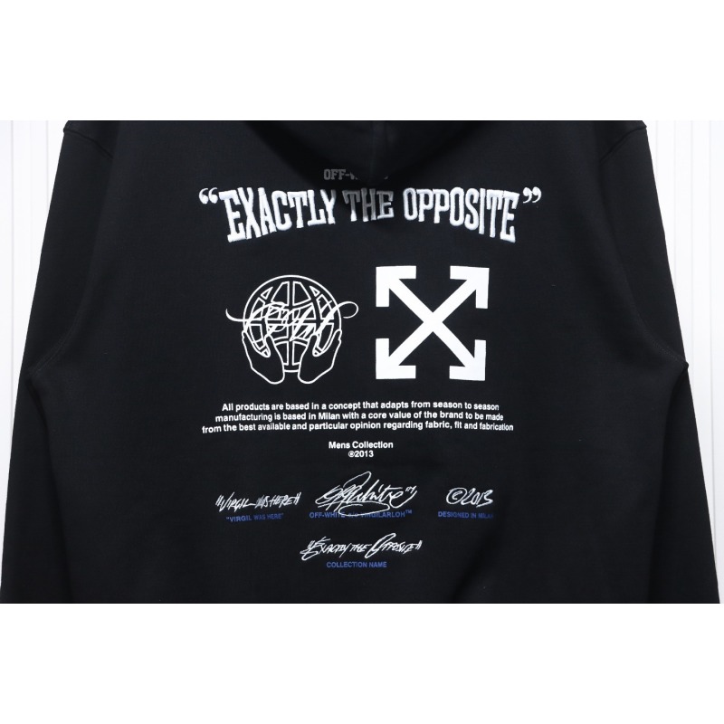 EM Sneakers Off-White Hoodie Black Embroidered Blue Lettering Print